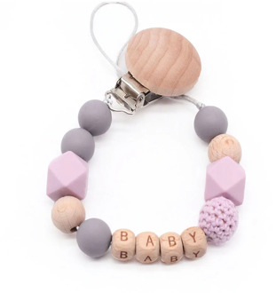 Personalized Name Silicone Bead Teething Pacifier Clip Wood Beads Nursing Clip Paci Clip Toy Binky Binkie Clip Baby Shower Gift