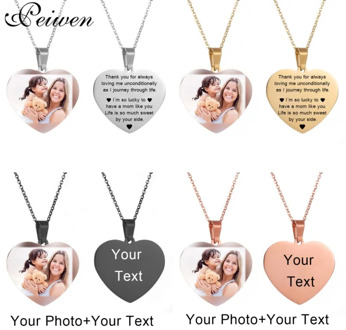 Personalized Nameplate Custom Name Photo Necklace Heart Shape Stainless Steel Necklace Women Men Customized Jewelry Mothers Day