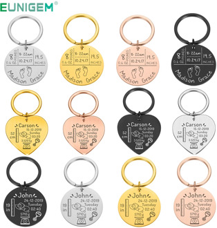 Personalized New Baby Birth State Keychain Gift For New First Father Mother Day Gift Baby Name Date Weight Time Height Key Rings