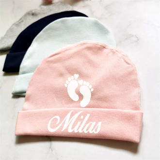 Personalized Newborn Baby Hat High Quality Cotton Unisex Infant Baby Caps Custom Name Baby Shower Baptism Gifts Baby Beanie Hats