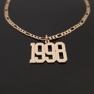 Personalized Number Year Necklaces Women's Christmas Gifts Stainless Steel Custom Name Necklaces Nameplate Pendants Collier BFF