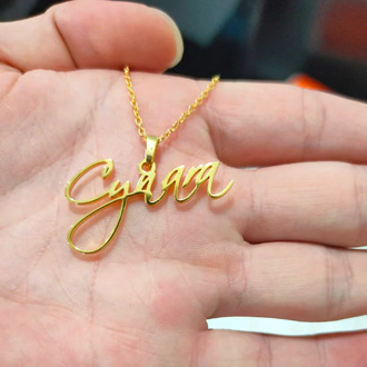 Personalized Signature Name Necklace Stainless Steel Handmade Custom Cursive Nameplate Filled Heart Statement Choker Bijoux