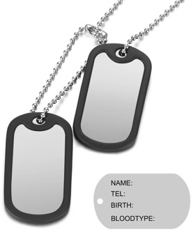 Personalized Stainless Steel Dog Army Tag Custom Engraved Name ID Photo pendants Necklace Long Chain Military Army Style Jewelry