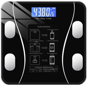 Personen LCD weegschaal - glas - 26 x 26 cm - digitaal - tot 180 kilo