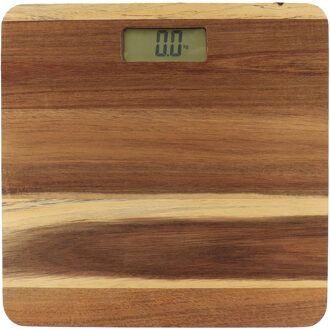 Personen weegschaal Nature - lichtbruin - acacia - 30 x 30 cm - digitaal