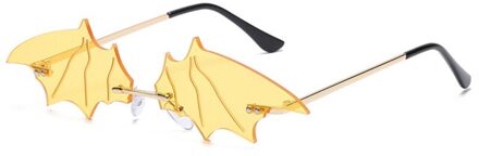 Persoonlijke Grappige Bat Zonnebril Europese En Amerikaanse Stijl Straat Catwalk Auto Rijden Zonnebril Tinten Frameloze Brillen geel