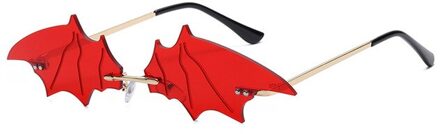 Persoonlijke Grappige Bat Zonnebril Europese En Amerikaanse Stijl Straat Catwalk Auto Rijden Zonnebril Tinten Frameloze Brillen rood
