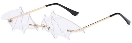 Persoonlijke Grappige Bat Zonnebril Europese En Amerikaanse Stijl Straat Catwalk Auto Rijden Zonnebril Tinten Frameloze Brillen wit