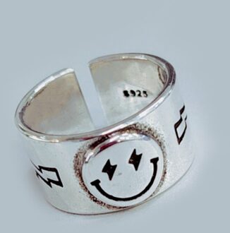 Persoonlijkheid Gothic Vintage Glimlach Gezicht Ringen Voor Vrouwen Bridal Wedding Engagement Punk Verstelbare Antieke Ringen Rock Sieraden 2