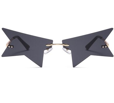 Persoonlijkheid Half Frame Ster Zonnebril Vrouwen Luxe Randloze Zonnebril Polygonal Zwart Punk Brillen Vrouwelijke Shades 1 zwart
