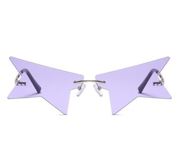 Persoonlijkheid Half Frame Ster Zonnebril Vrouwen Luxe Randloze Zonnebril Polygonal Zwart Punk Brillen Vrouwelijke Shades 2 paars