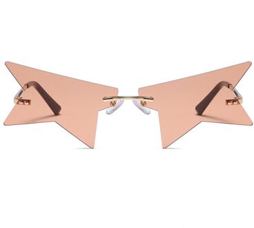 Persoonlijkheid Half Frame Ster Zonnebril Vrouwen Luxe Randloze Zonnebril Polygonal Zwart Punk Brillen Vrouwelijke Shades 3 roze
