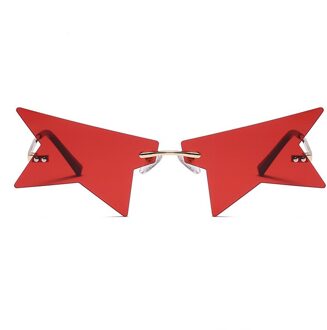 Persoonlijkheid Half Frame Ster Zonnebril Vrouwen Luxe Randloze Zonnebril Polygonal Zwart Punk Brillen Vrouwelijke Shades 5 rood