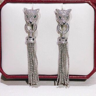 Persoonlijkheid Overheersend Street Style Kwasten Leopard Oorbellen Party Vrouwen Zilveren Naald 925 18K platinum