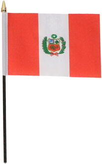 Peru - mini vlaggetje van 10 x 15 cm op stokje - Landen vlag - H27 cm