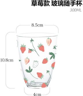Perzik Beker Koreaanse Glas Cup Hittebestendig Glas Hoge Capaciteit Nordic Sap Water Cup Meisjes Glas Cups DA60BLB aardbei