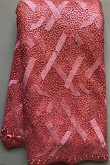 Perzik Steentjes Geborduurde Tule Kant Stof Voor Feestjurk Mode Afrikaanse Franse Netto Kant Stof YLL4588 AS PIC6