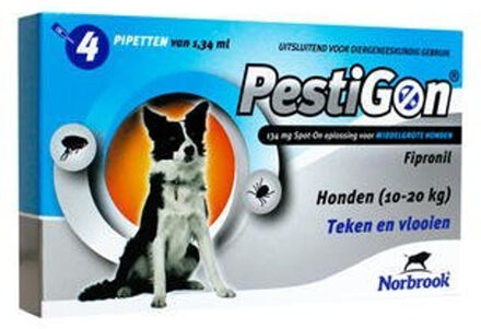Pestigon Spot-On M voor middelgrote honden van 10 tot 20kg