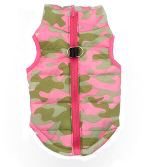 Pet Camouflage Hond Kleren Roze Polyester Puppy Winter Doek Jas Vest Outfit Draagt # BL3