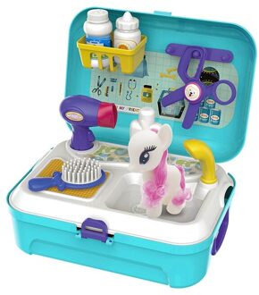 Pet Care Play Set Grooming Kit Pretend Play Tas Huisdier Simulatie Huisdier Rugzak Voor Kinderen donker grijs