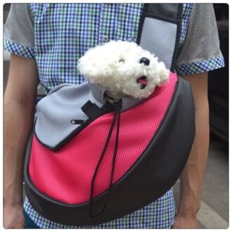 Pet Carrier Kat Puppy Kleine Dier Hond Carrier Sling Voorzijde Mesh Reizen Tote Schoudertas Rugzak SL Fuchsia / S