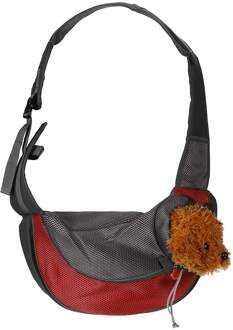 Pet Carrier Sling Rugzak Kat Puppy Travel Tote Vouwen Enkele Schoudertas rood / L