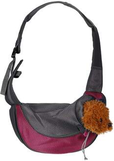 Pet Carrier Sling Rugzak Kat Puppy Travel Tote Vouwen Enkele Schoudertas roos rood / L