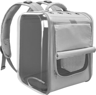 Pet Cat Carrier Rugzak Ademend Kat Reizen Outdoor Schoudertas Voor Kleine Honden Katten Draagbare Verpakking Draagtas Dierbenodigdheden Grijs