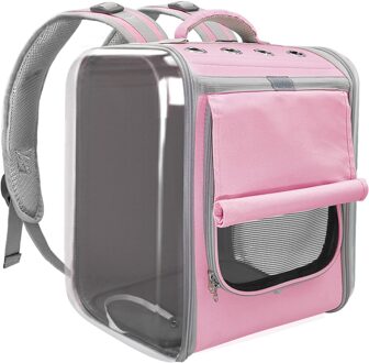 Pet Cat Carrier Rugzak Ademend Kat Reizen Outdoor Schoudertas Voor Kleine Honden Katten Draagbare Verpakking Draagtas Dierbenodigdheden Roze