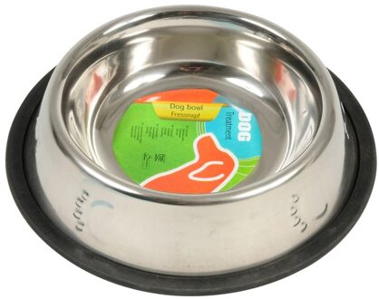 Pet Comfort Honden voederbak/drinkbak - 500 ml - RVS met relief - 21 cm - voerbak