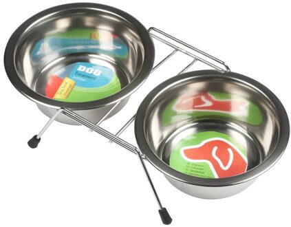 Pet Comfort Honden Voerbakken - 2x stuks - RVS eet- en drinkbakje