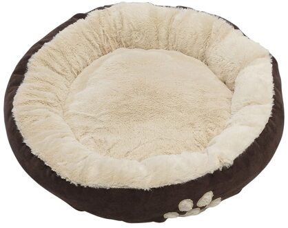 Pet Comfort Hondenmand/hondenkussen - huisdieren - rond - dia 58 cm - bruin/beige - polyester