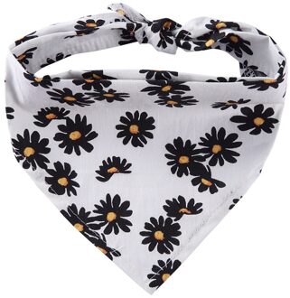 Pet Dog Bloemen Bandana Huisdier Sjaals Schattige Madeliefjes Gedrukt Driehoekige Slabbetjes Puppy Katten Wasbaar Halsdoek Decoratieve Kraag wit / L