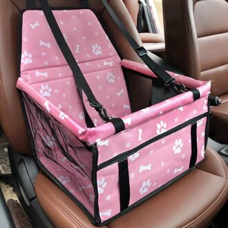 Pet Dog Carrier Car Seat Cover Waterdicht Hond Mand Vouwen Kat Hangmat Pet Carriers Zak Auto Reizen Hond Zak Voor kleine Honden Katten roze Paw