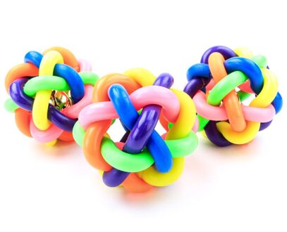 Pet Dog Cat Toy Kleurrijke Rubber Ronde Bal Met Kleine Bell Speelgoed Voor Hond Voor Hond Kat Kauwen Spelen