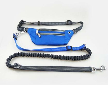 Pet Dog Elastic Belt Running Leash Set Hands Free Dog Leashes Collar Pets Accessories Puppy Dog Harness Leash For Sports Pet blauw reeks