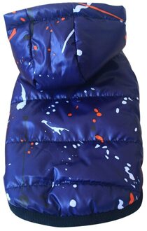 Pet Dog Kleding Winter Warm Dikke Kleine Hond Huisdier Kleding Hond Gewatteerde Capuchon Jumpsuit Broek Kleding Hond Pet Winter Jas jas Blauw / L