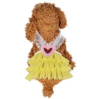 Pet Dog Puppy Hart V-hals Kant Meisje Jurk Vest Rok Kleding Zomer Kleding geel / XS