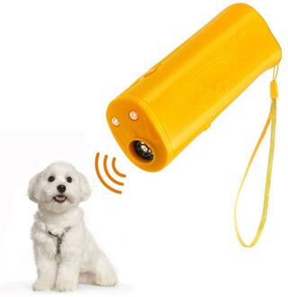 Pet Dog Repeller Anti Barking Stop Bark Training Device Trainer Led Ultrasone 3 In 1 Anti Barking Ultrasone Zonder Batterij geel