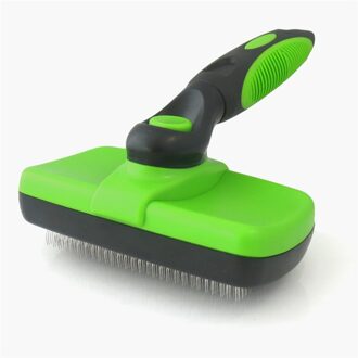 Pet grooming borstel waterdicht hond kat rvs kam zelfreinigende Deshedding tool voor huisdieren haar remover groen