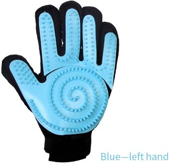 Pet Grooming Dog Hair Brush Comb Pet Soft Silicone Dog Pet Brush Glove Cat Bath Cat cleaning Supplies Pet Glove Cat Combs blauw links hand