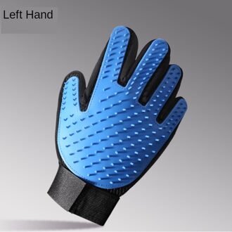 Pet Grooming Handschoen Kat Ontharing Mitts-De Vergieten Borstel Kammen Voor Kat Hond Massage Kammen Dierbenodigdheden Kat accessoies blauw links