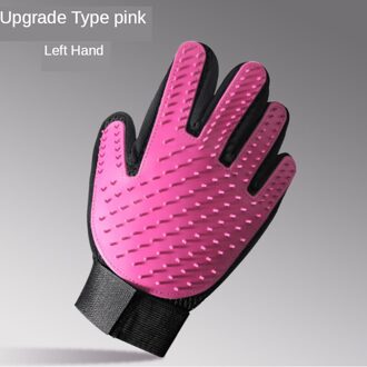 Pet Grooming Handschoen Kat Ontharing Mitts-De Vergieten Borstel Kammen Voor Kat Hond Massage Kammen Dierbenodigdheden Kat accessoies upgrade roze links