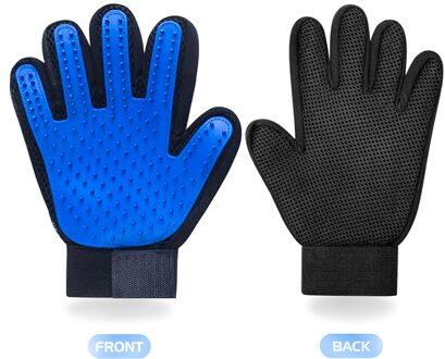 Pet Grooming Handschoen Verwijder Massage Kammen Cleaning Deshedding Borstel Speelgoed Voor Kat Hond Back Badpak Verwijdering Zachte Bont Haar Schoon links hand- / blauw