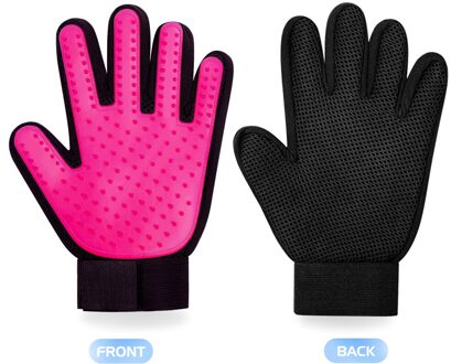 Pet Grooming Handschoen Verwijder Massage Kammen Cleaning Deshedding Borstel Speelgoed Voor Kat Hond Back Badpak Verwijdering Zachte Bont Haar Schoon rechtsaf hand- / roze