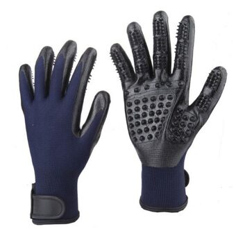 Pet Grooming Handschoen Voor Katten Zachte Rubber Pet Hair Remover Hond Paard Kat Vergieten Baden Massage Borstel Schoon Kam Voor dieren marine blauw
