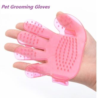 Pet Grooming Handschoenen Hond Kat Haar Reiniging Massage Borstel Rubber Verbeterde Vijf Vingers Deshedding Huisdier Baden Handschoenen Voor Hond Kat Roze