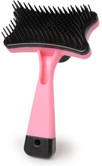 Pet Grooming kam Kat hond Plastic handig zelfreinigende haar kam producten Voor Huisdier Schoon Kat Grooming Supplies roze