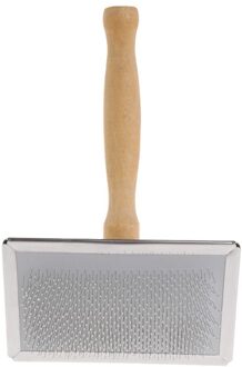 Pet Grooming Kam Vergieten Haar Verwijderen Borstel Houten Handvat Slicker Hond Kat Supply 4X7B L (kleur willekeurig)