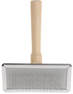 Pet Grooming Kam Vergieten Haar Verwijderen Borstel Houten Handvat Slicker Hond Kat Supply 4X7B S (kleur willekeurig)